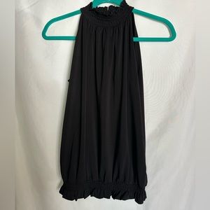 Smocked hem halter neck top with keyhole back